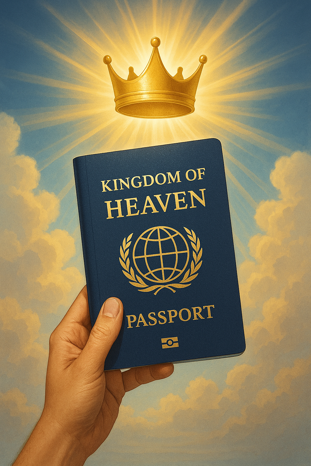 Citizenship in heaven symbolized by a glowing Kingdom of Heaven passport